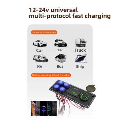 4 Position Switch Panel for Car RV Marine (12V 24V) w Fast Charger & Voltmeter