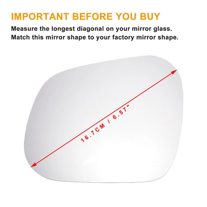 Left White Heated Mirror Glass for SEAT Altea (2007–2018)