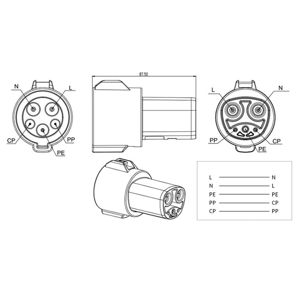 Charging Adapter for Tesla Model 3 (2017–2023) 250V