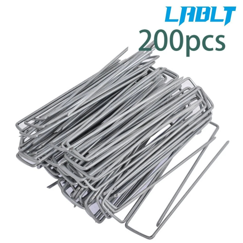 200 Pack 6" Galvanized Landscape Staples for Garden Use