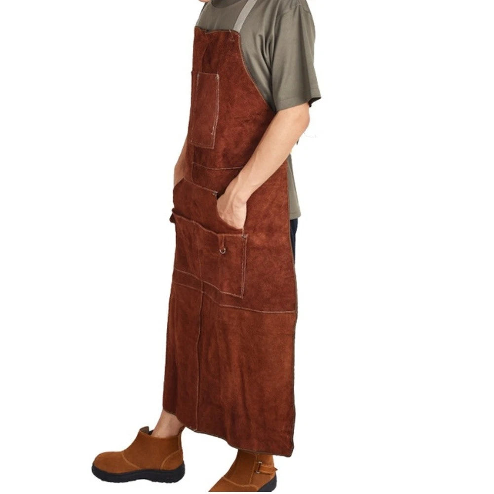 Extended Length Cowhide Welding Apron 105cm x 60cm with Tool Storage