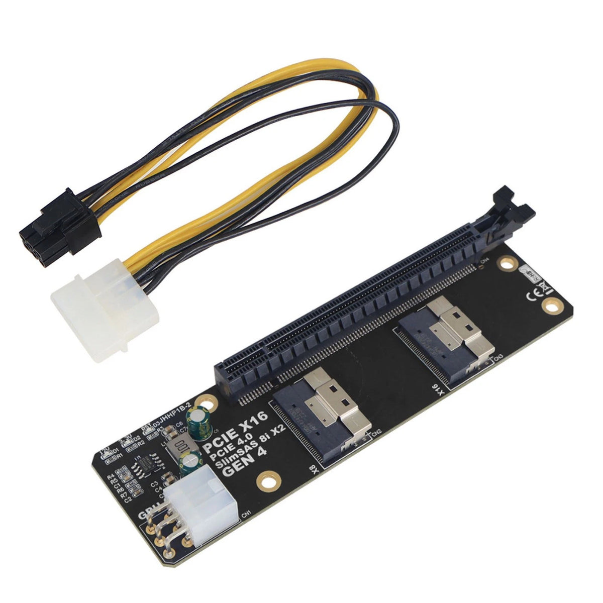 SlimSAS 8i to PCIe 4.0 x16 Slot Adapter SFF8654 Riser Card GEN4 NVMe