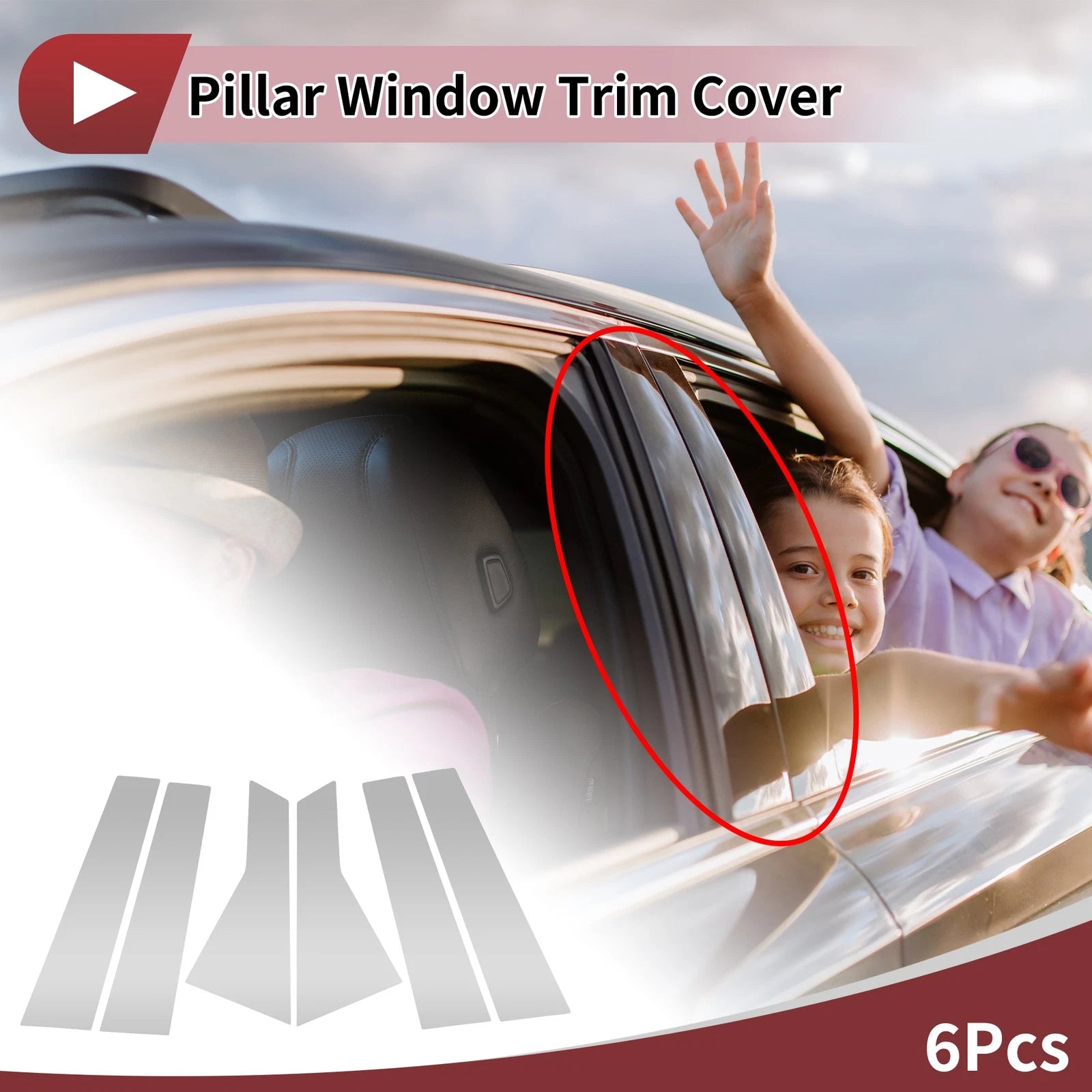 6 Pcs Door Pillar Window Trim Replacement for Mercedes-Benz B-Class (2012–2019)