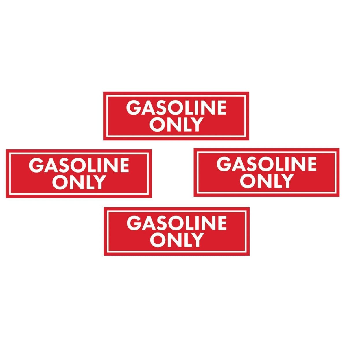 Gasoline Only Warning Stickers (4 Pieces), 2" x 6" Size Perfect for Fuel Caps