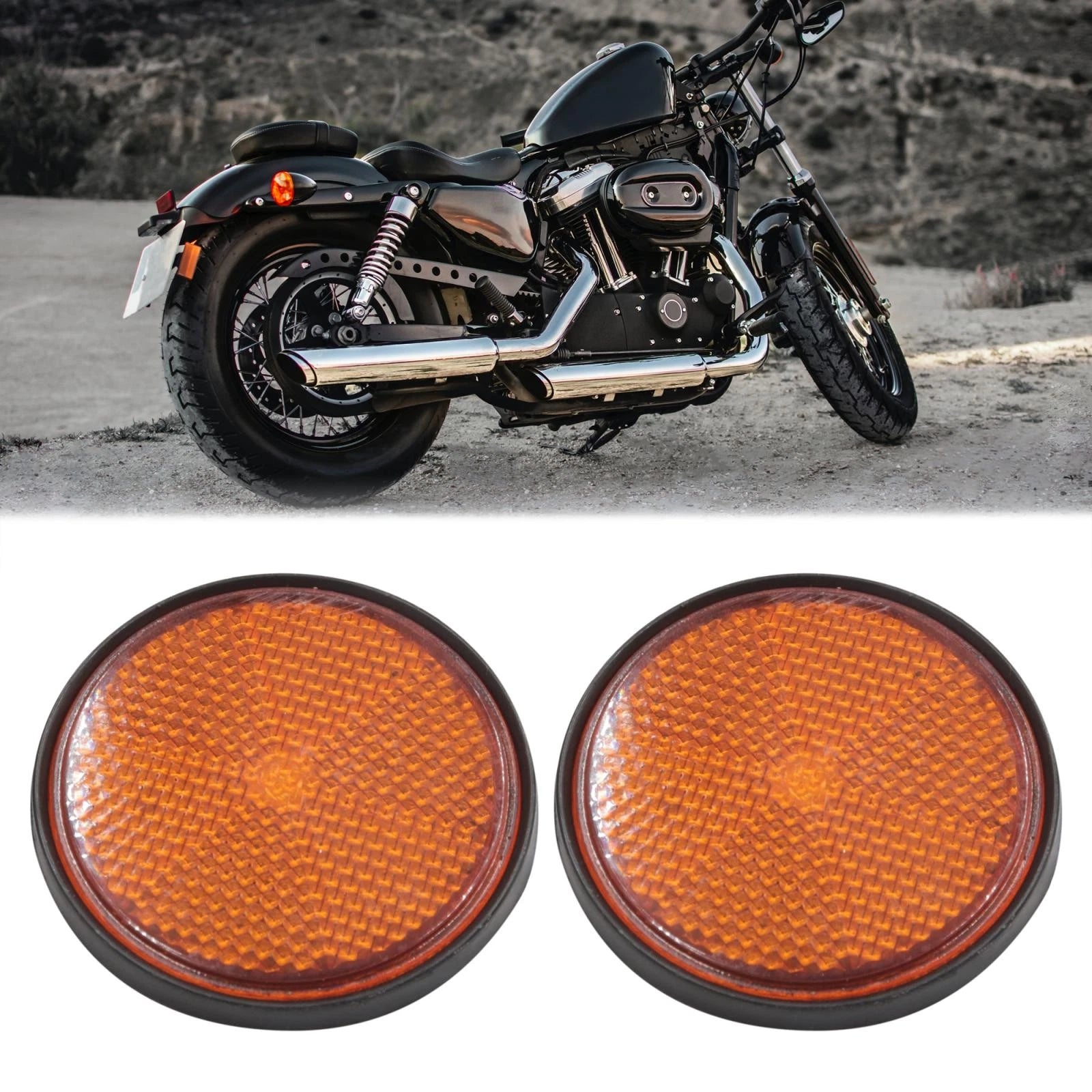 2pc Reflective Motorcycle Turn Signal Reflectors for 2.2in Scooter (Orange)