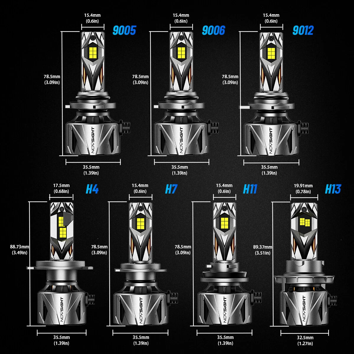 4X 9005 H11 LED Headlight Bulbs Conversion Kit for High Low Beam (N/A)