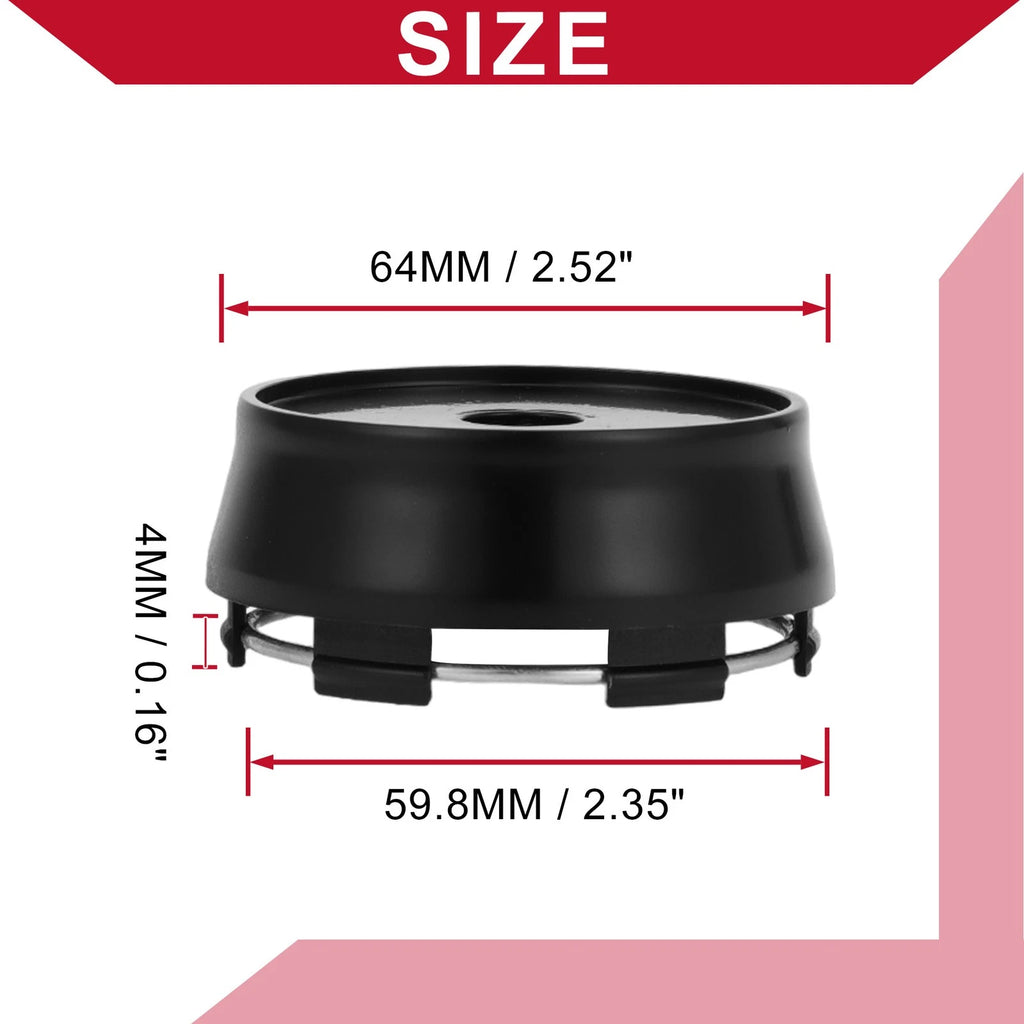 Universal Wheel Center Hub Cap Snap-in 64mm 2.52" OD Matte Black