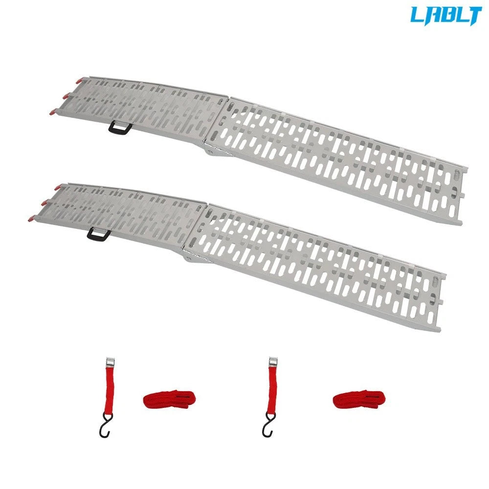 2X Aluminum Arched Loading Ramps for Motorcycle ATV UTV Truck Lawnmower