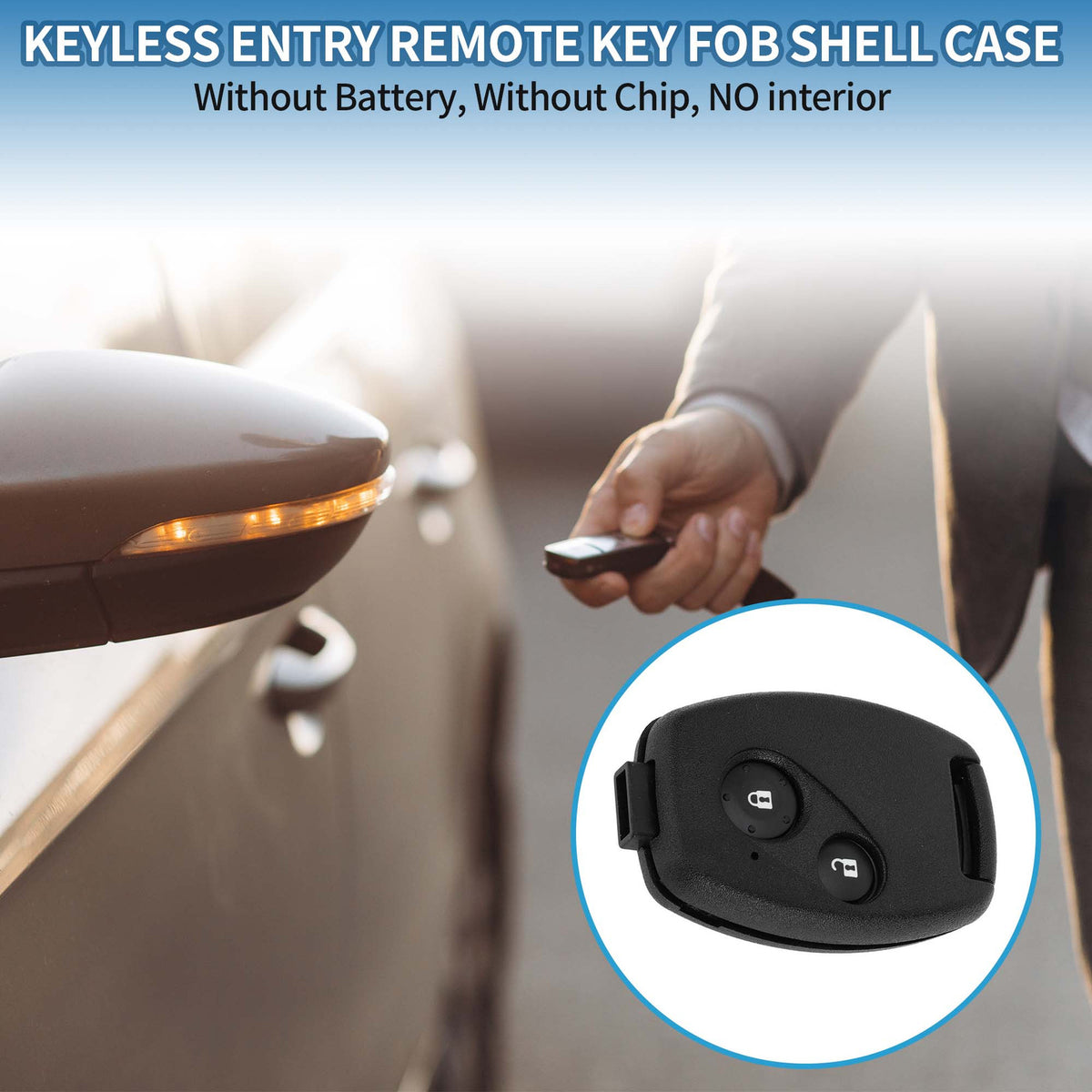 Key Shell Case for Honda Civic Key Fob with 2 Buttons (2006–2013)