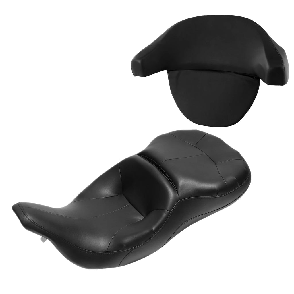 Driver Passenger Seat & Backrest for Harley Touring (1997–2007) Black