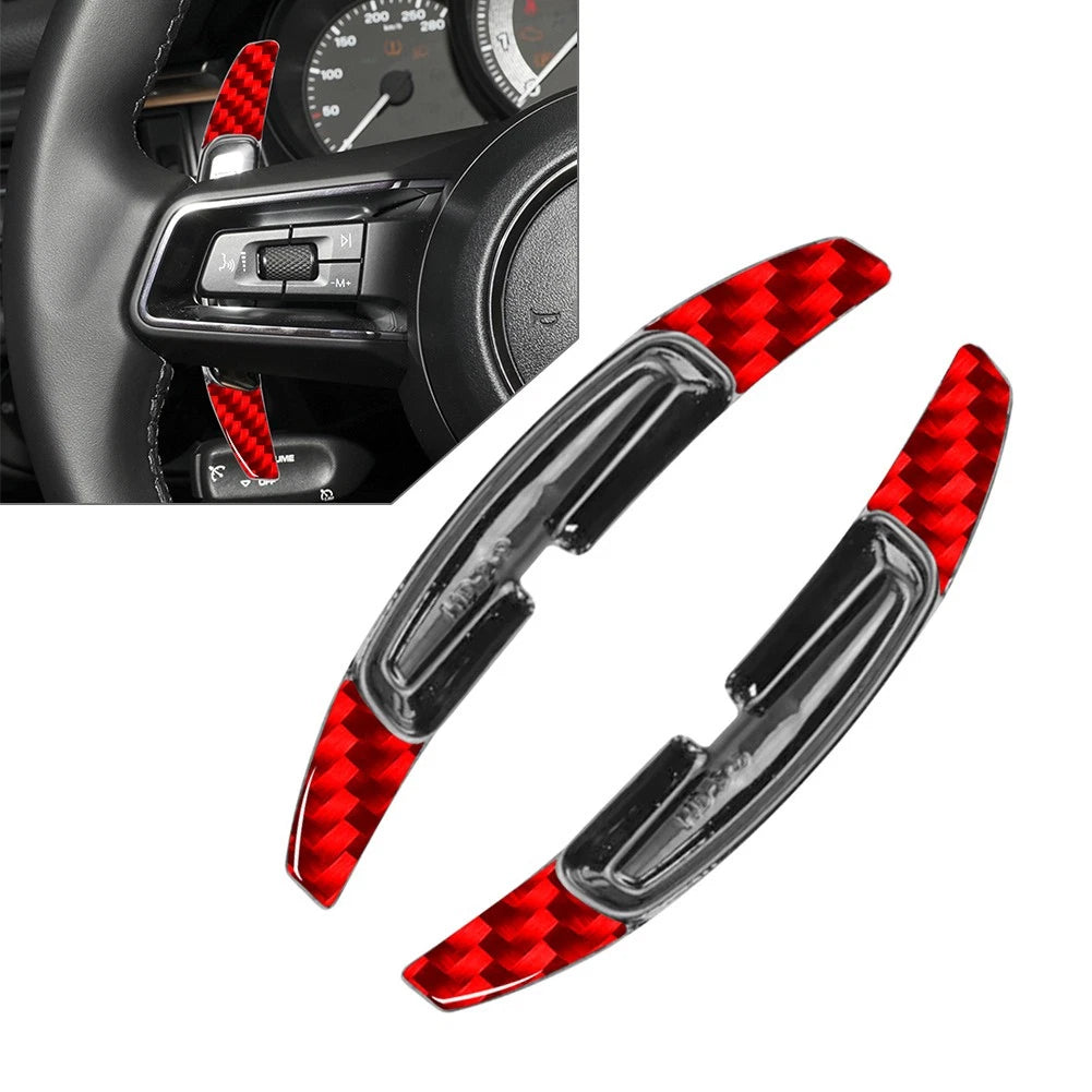 2X Red Steering Wheel Shift Paddle Extension for Porsche Macan 911 Panamera (2014–2023)