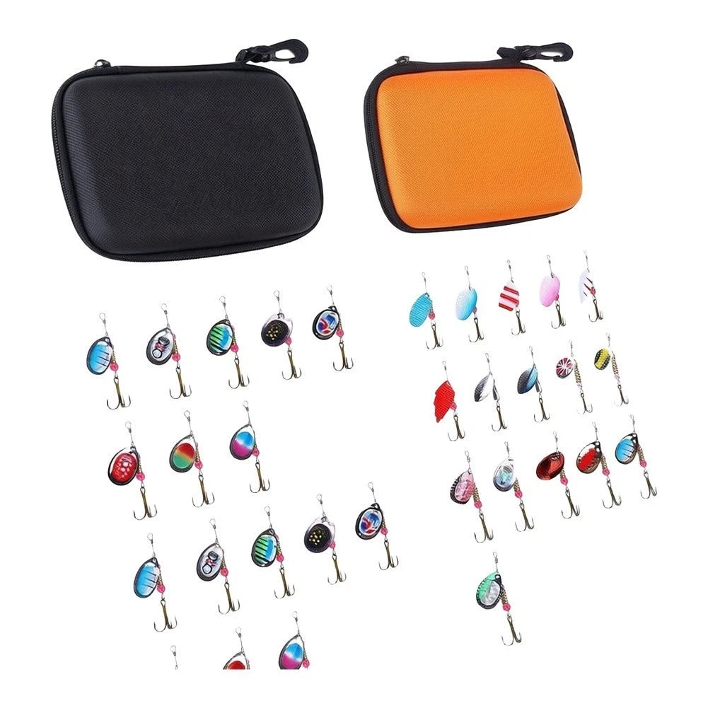 32PCS Rotating Lure Kit for Spinnerbait Composite Baits EVA Storage Bag