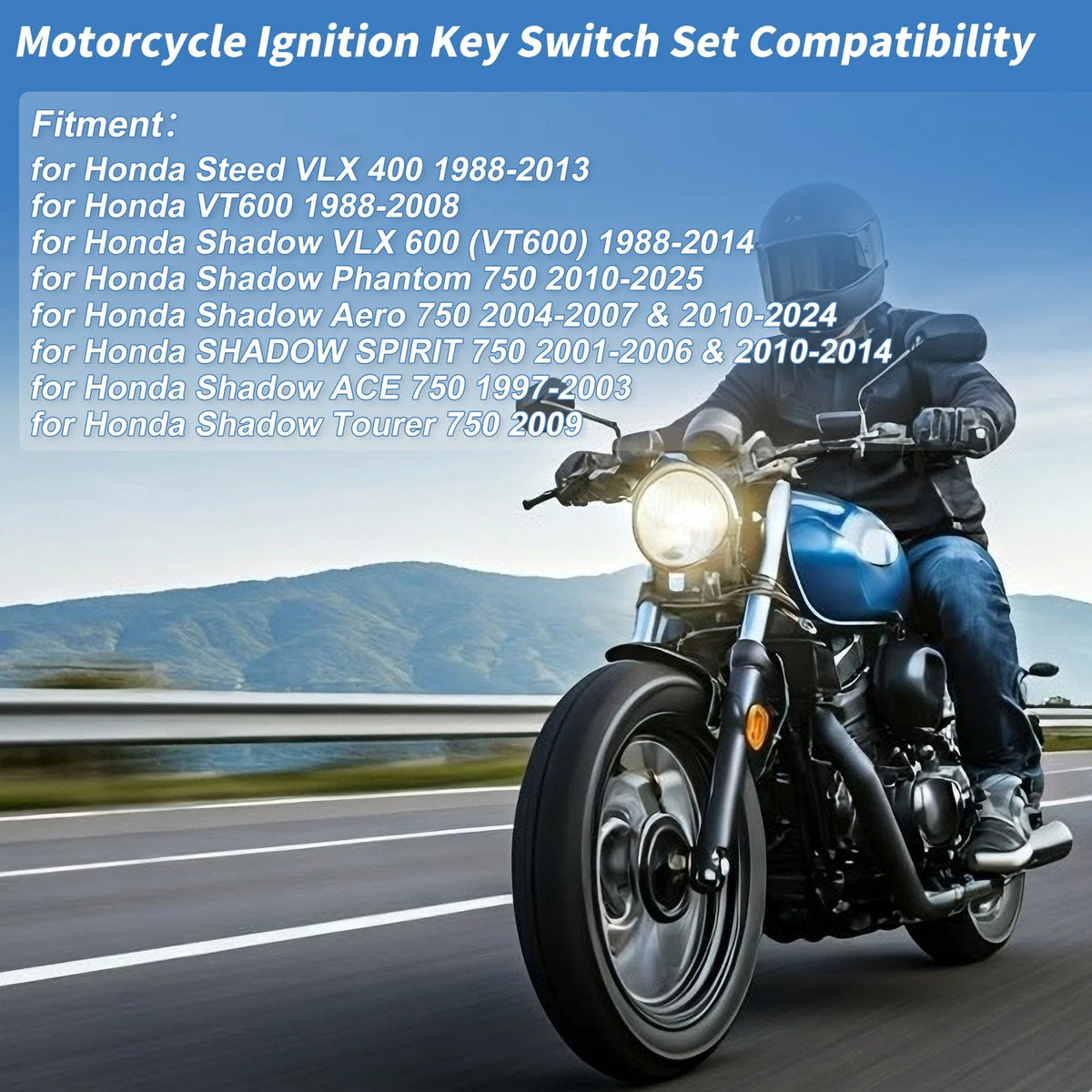 Ignition Key Switch Lock Set for Honda Steed VLX 400 (1988–2013)
