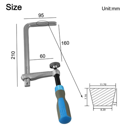 160x60mm Forged Steel Dovetail Clamp with Soft-Grip Handle for Rail Clamping