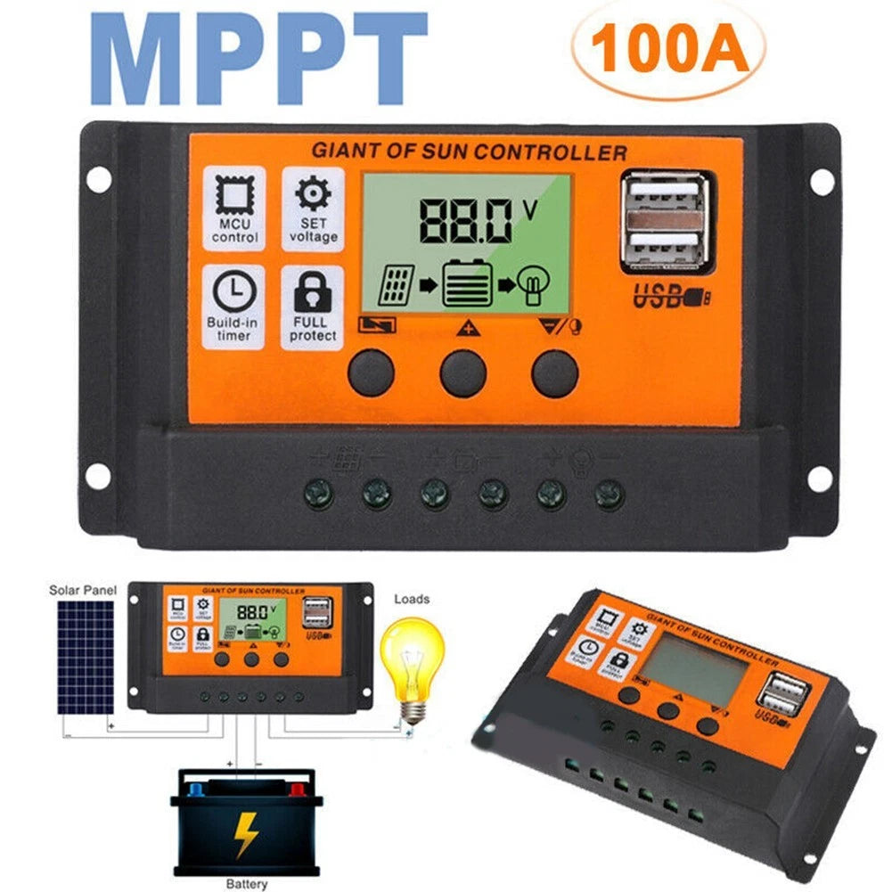 Dual USB Port Solar Panel Battery Regulator for Universal Use