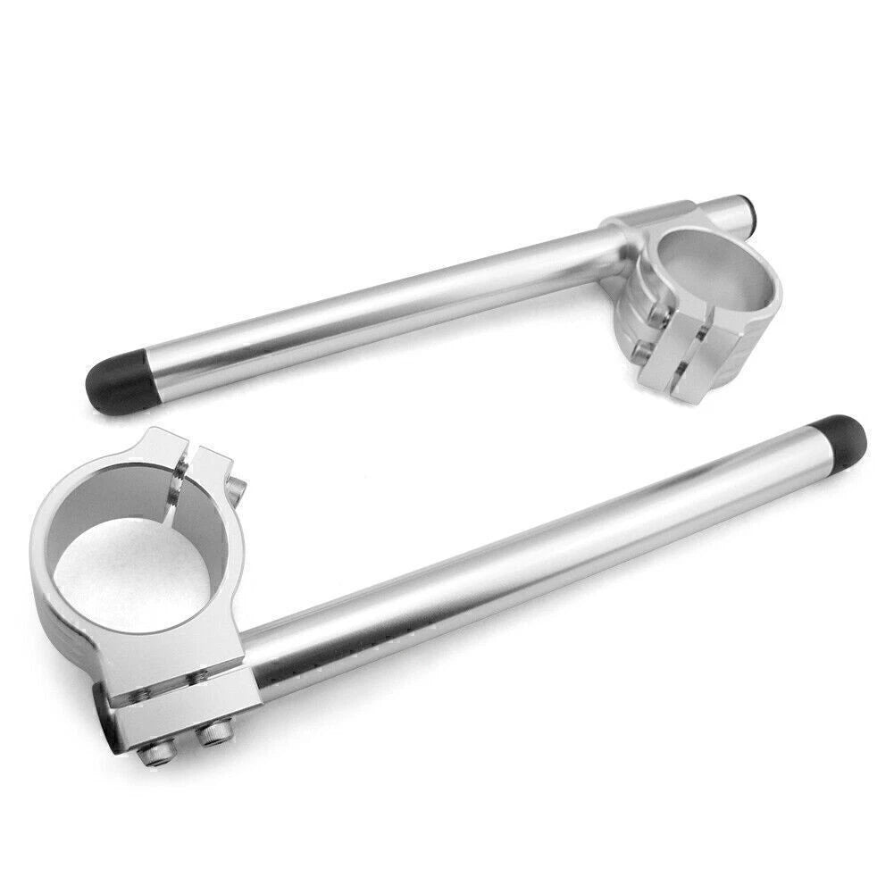 2X 50mm Clip On Handlebar for Suzuki GSXR 600 750 (2006–2019) Silver