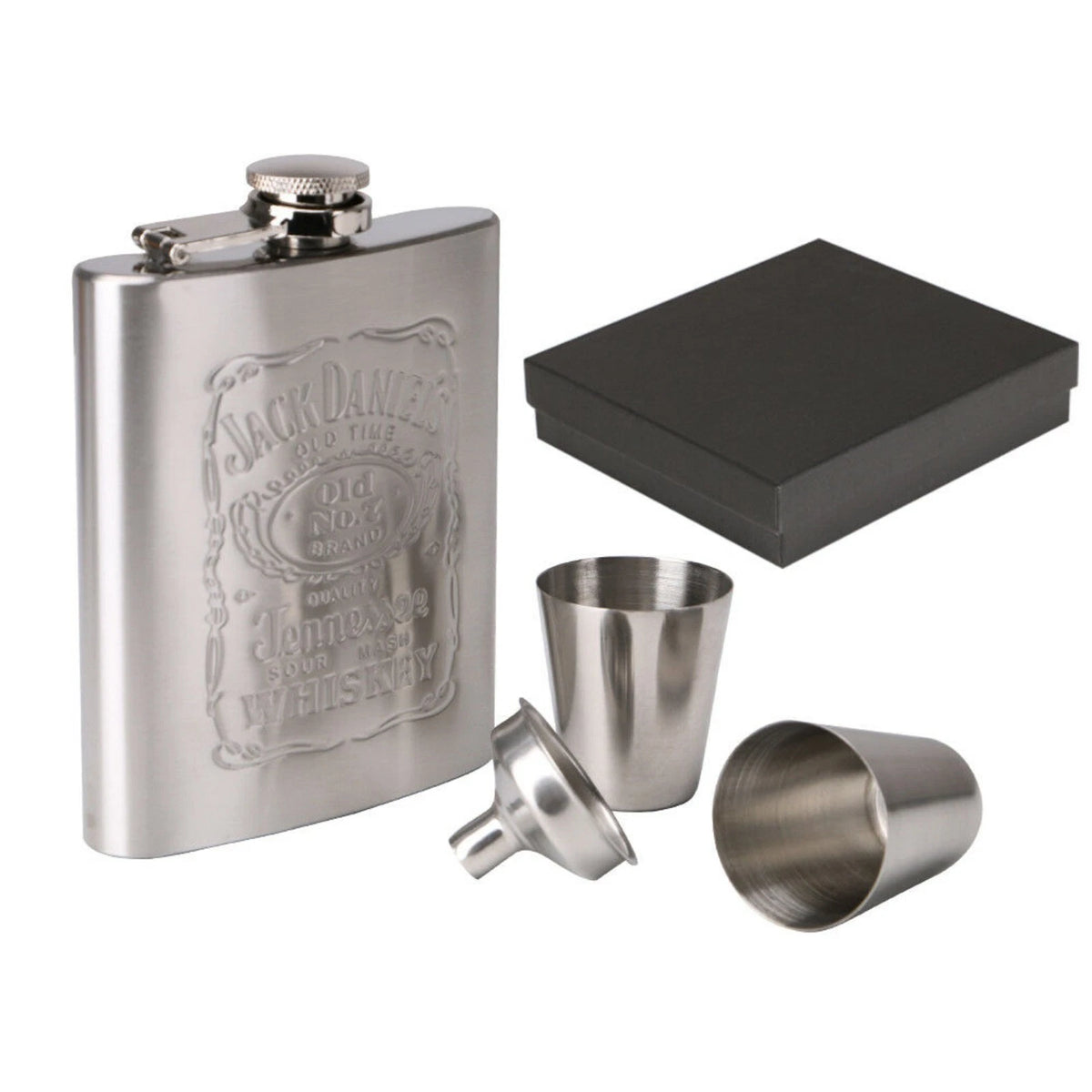 7oz Steel Hip Flask Bottle with Cup - Alcohol Gift Package