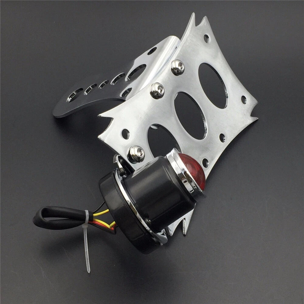 Chrome License Bracket & BK CD-Lid Tail Light for Harley Touring