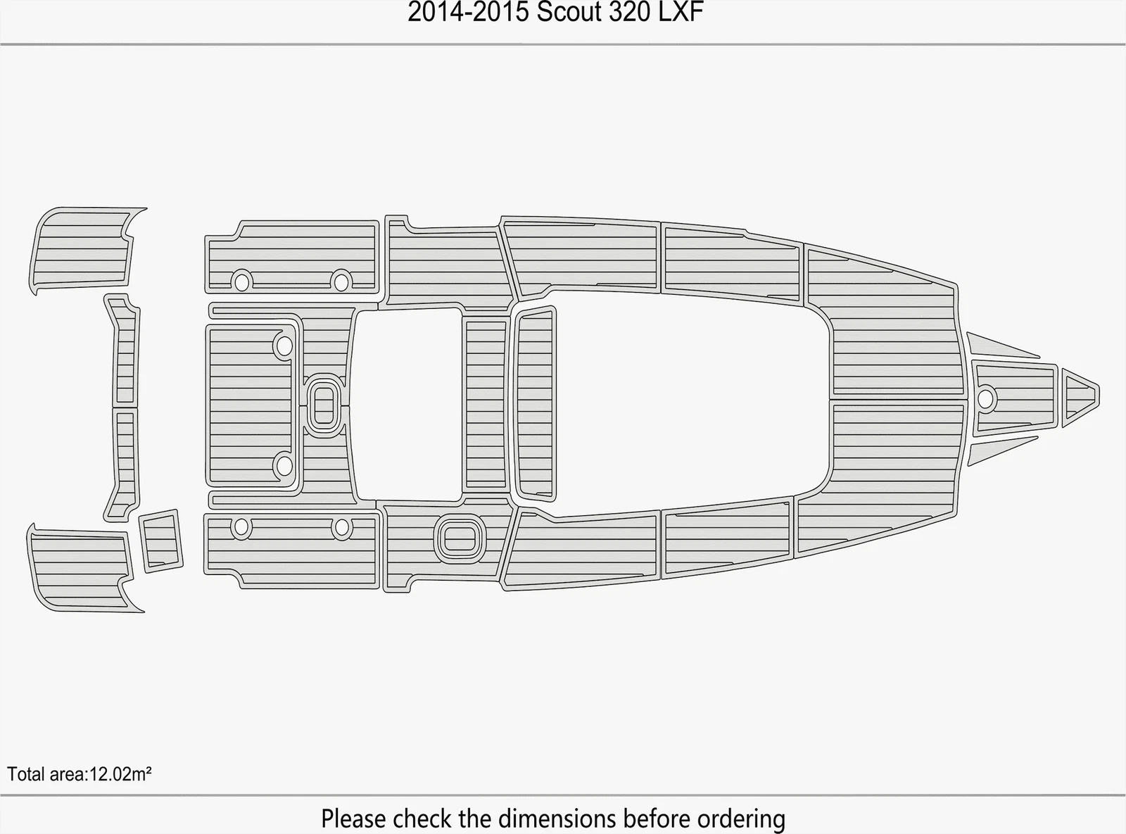EVA Pads for Scout 320 LXF (2015) - Faux Teak Flooring Mat