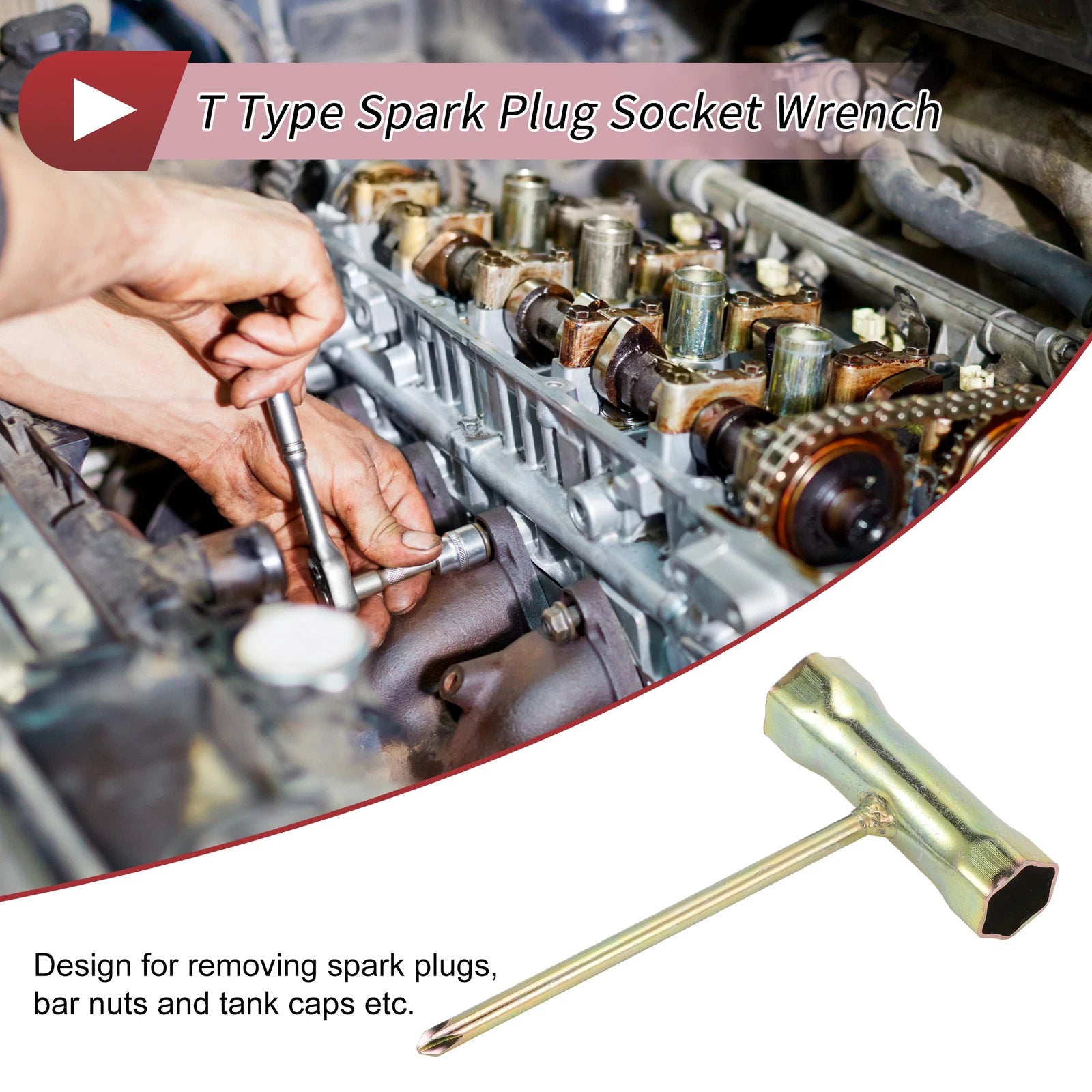 17mm 19mm Hexagon Spark Plug Socket Wrench for T Type (10.8x7.3cm)