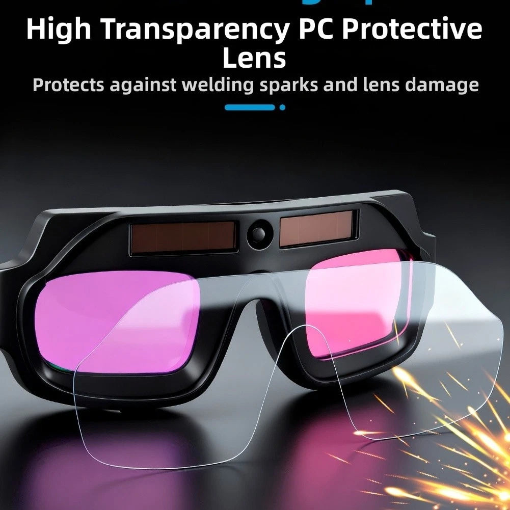 Auto Dimming Welding Glasses with Solar Charging and Protective Lenses