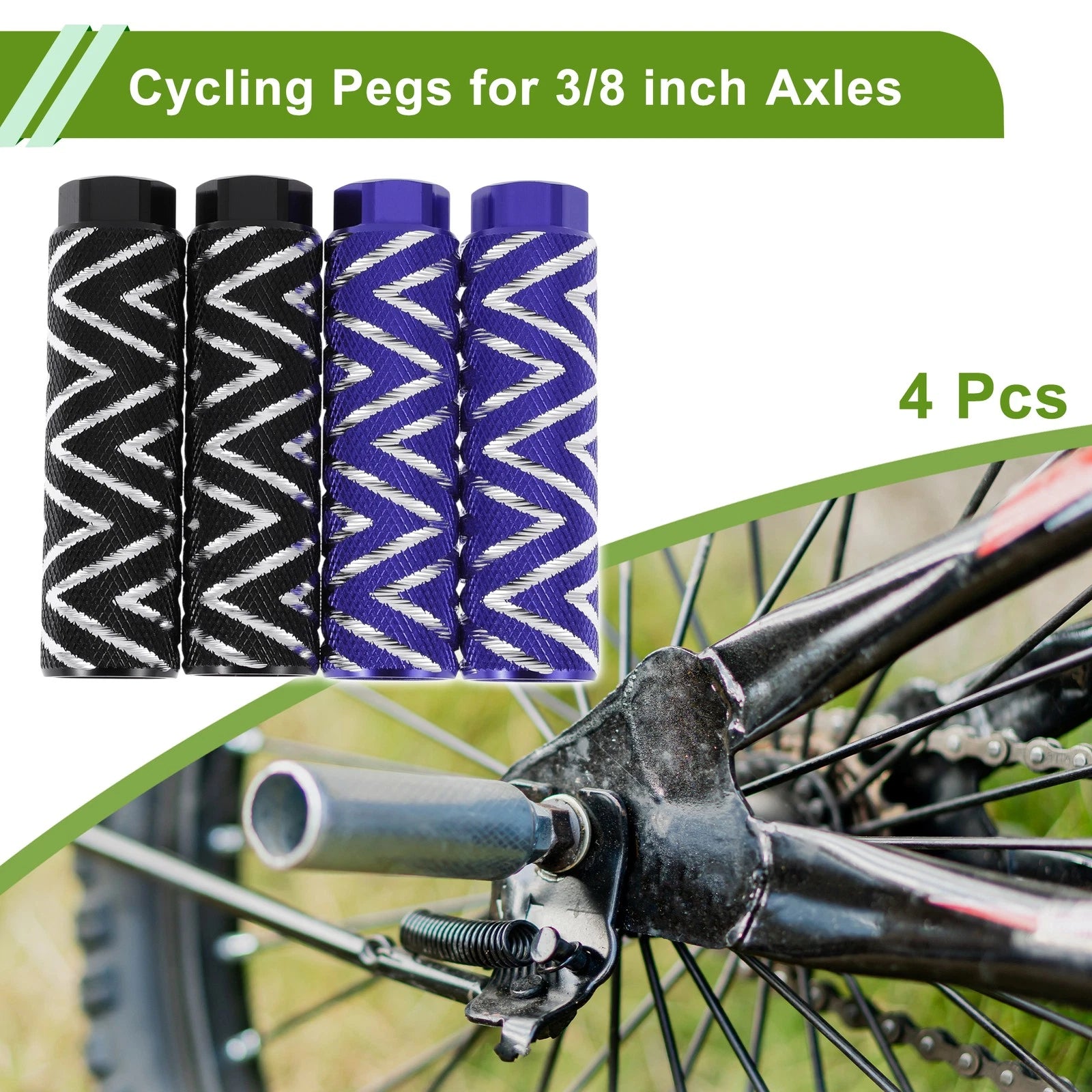 4 Pcs Bike Pegs 100mm Wave Texture Replacement for Universal Fit (Any Year)