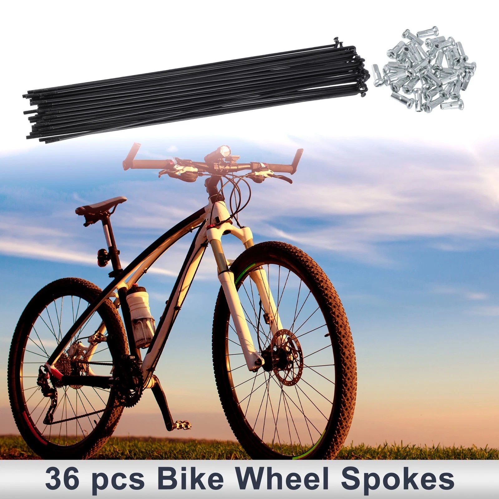 Bicycle Spokes Nipple Set 45 Steel 13G 245mm Universal (Black)