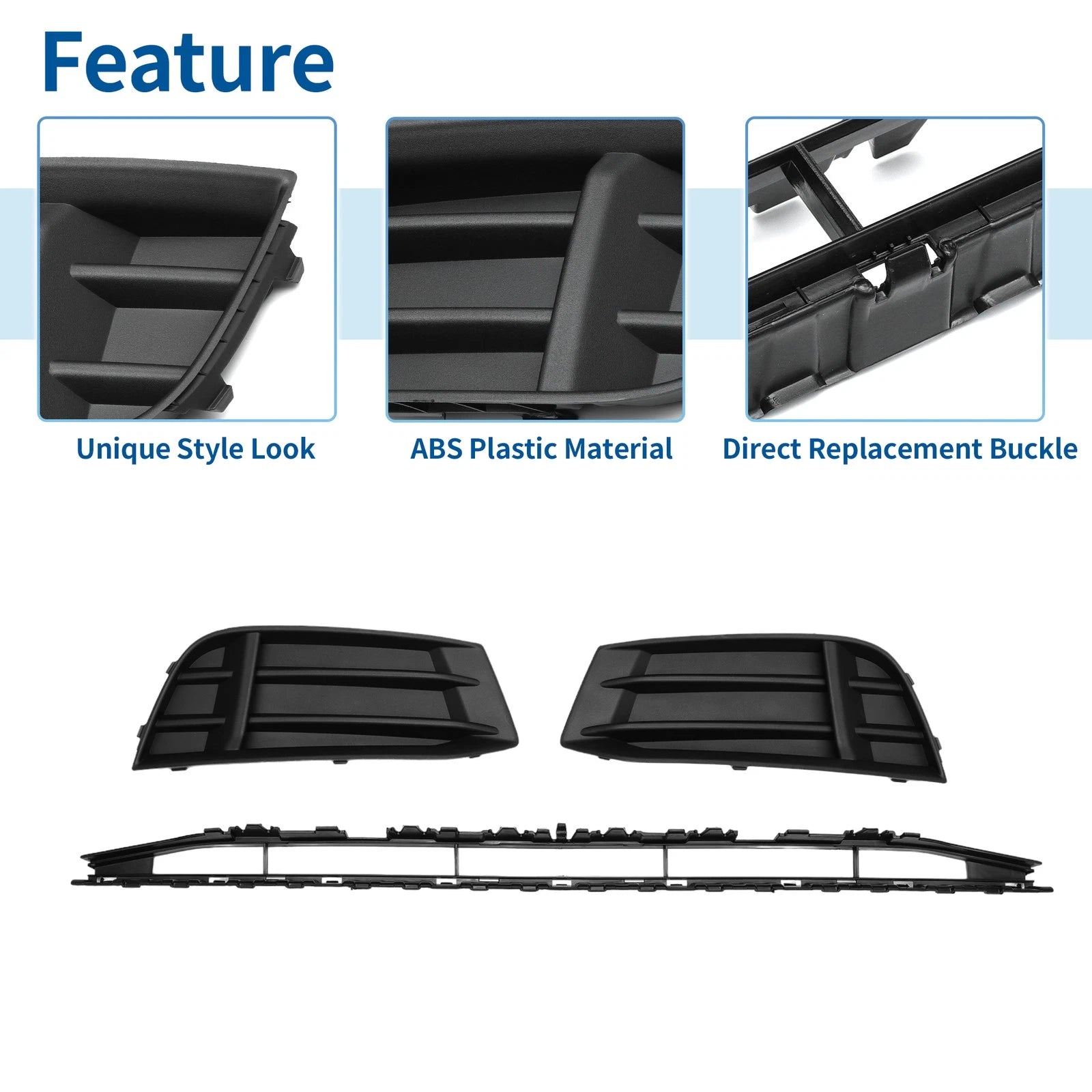 Front Lower Bumper Grille for Audi A3 A3PA (2017–2020) Without Hole