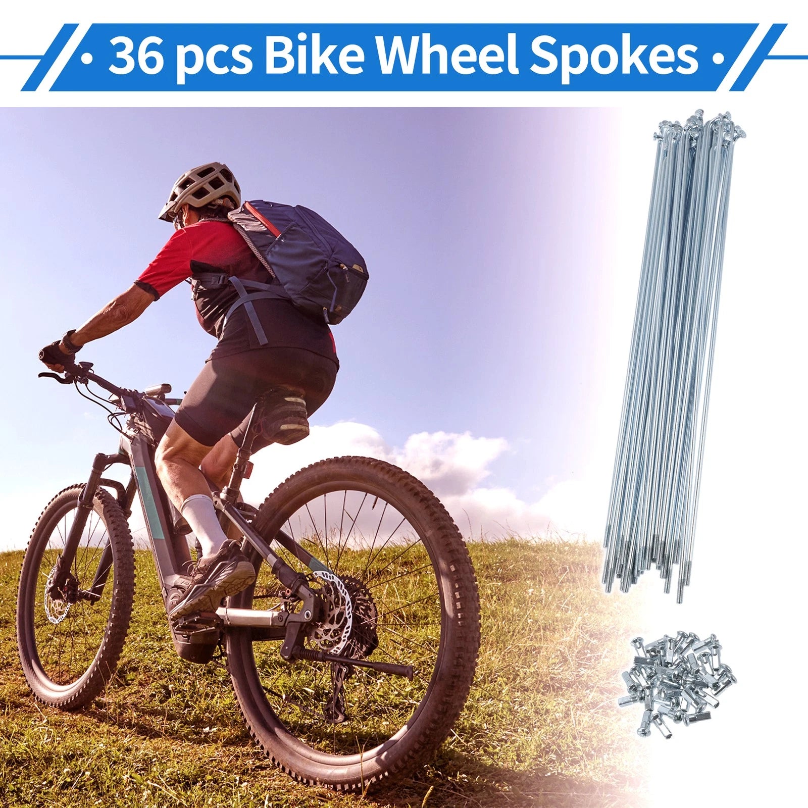 Bicycle Spokes Nipple Set 220mm Carbon Steel Galvanized Universal (1 Set)