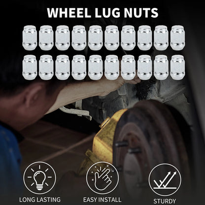 Wheel Lug Nuts Set 20 Pack 34mm M12x1.5 for Hyundai Chrysler Toyota Kia (—)