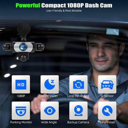 3.16'' 1080P Dash Camera for Car (Front, Rear, Inside, Left, Right)