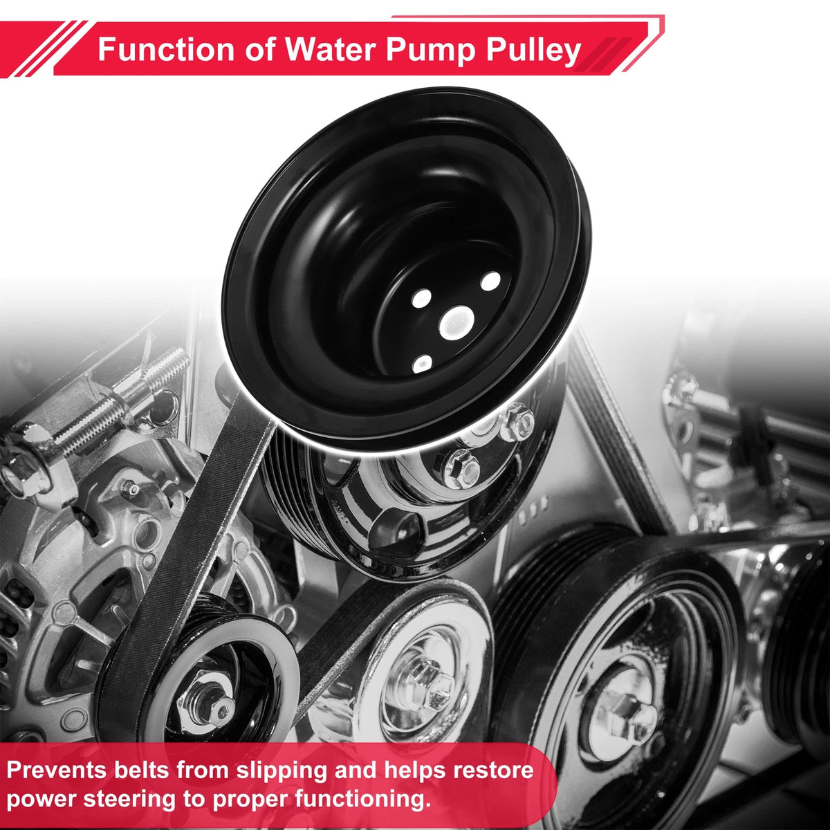 Short Water Pump Pulley Double-Groove Replacement for Chevy Big Block (1968–1970)