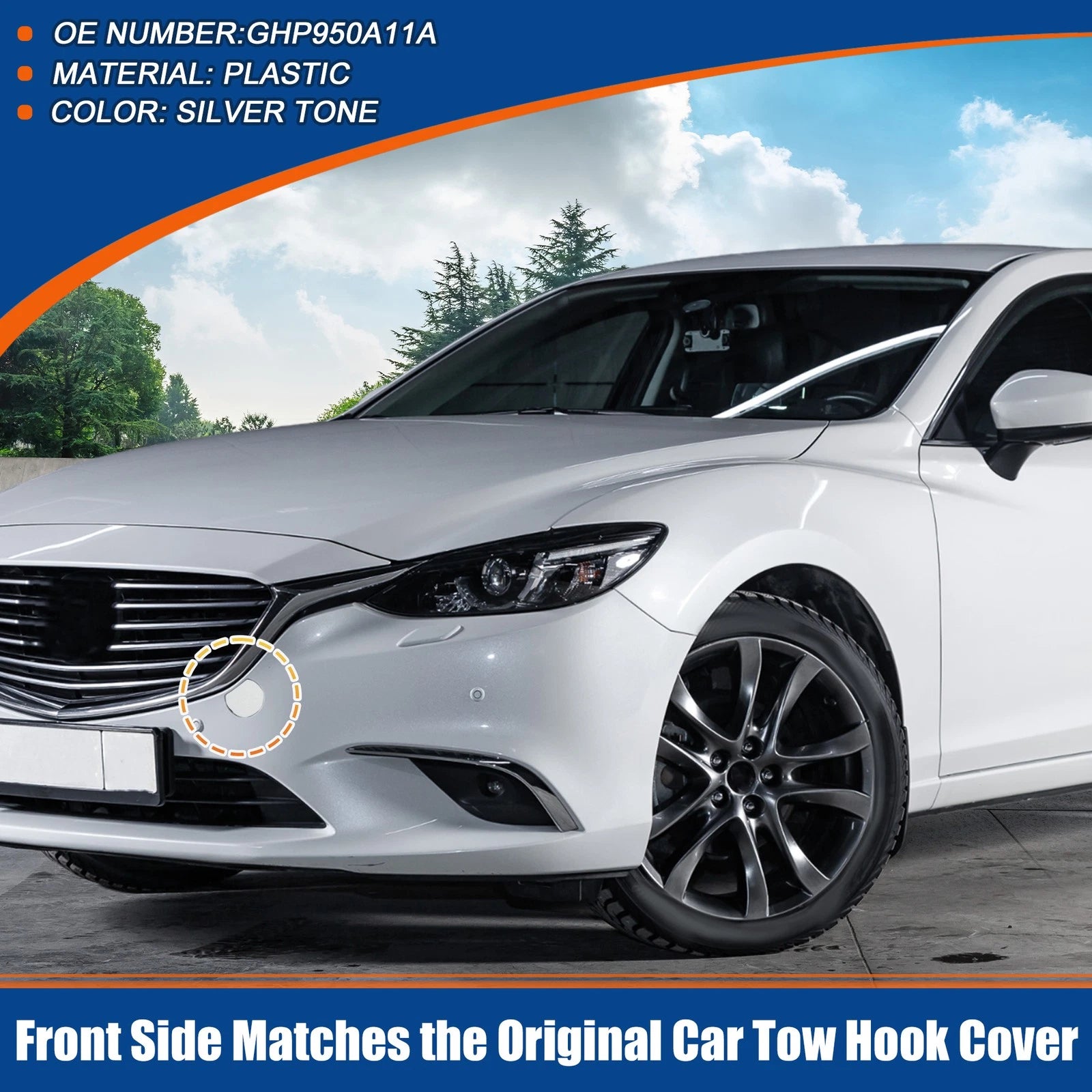 Front Tow Hook Cover for Mazda 6 2014–2016 Pre Facelift Models