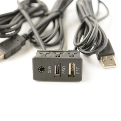 Car Dash Mount AUX Type-C USB Port Socket Panel USB Extension Adapter Cable 1.5m