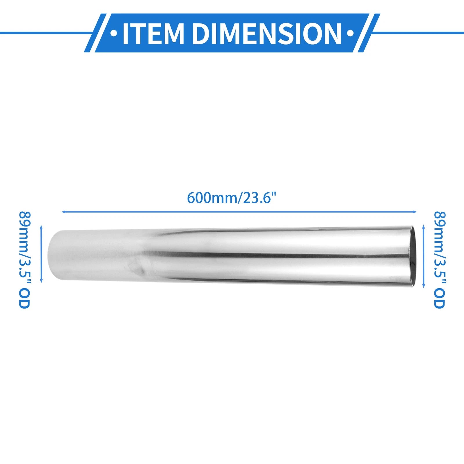 3.5" OD Straight Intercooler Pipe for Universal Fit (600mm Length)