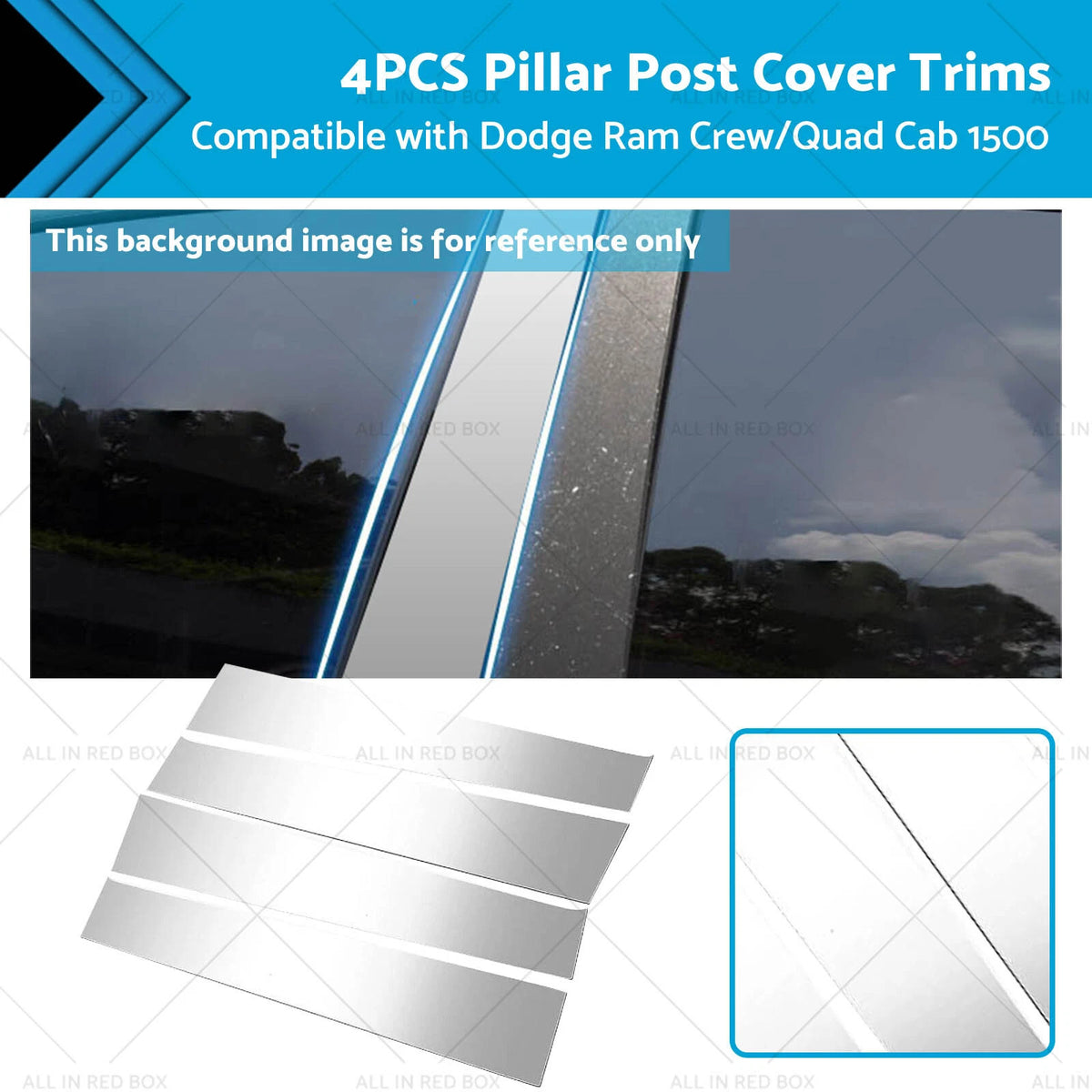 4X Chrome Pillar Post Trim Covers for Dodge Ram 1500 (2009–2018)