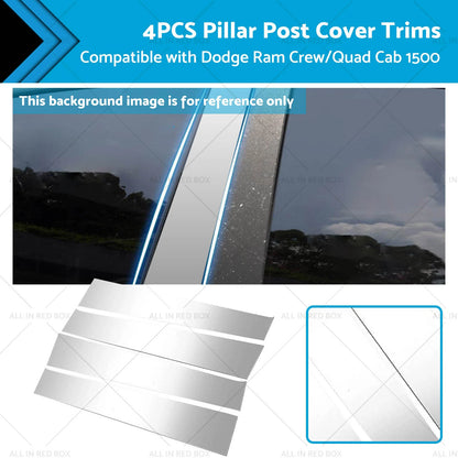 4X Chrome Pillar Post Trim Covers for Dodge Ram 1500 (2009–2018)