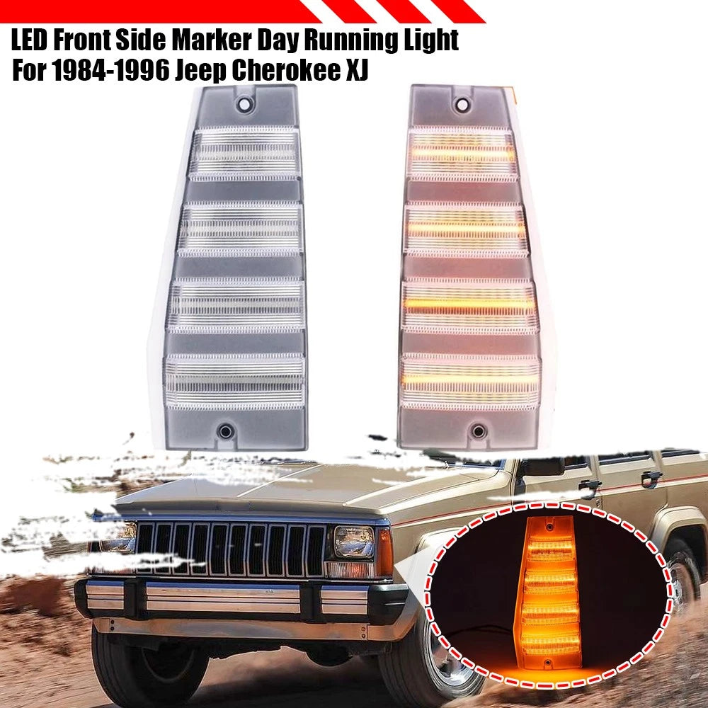 Clear LED Front Corner Side Marker Lights for Jeep Cherokee XJ Comanche (1984–1996)