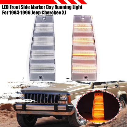 Clear LED Front Corner Side Marker Lights for Jeep Cherokee XJ Comanche (1984–1996)