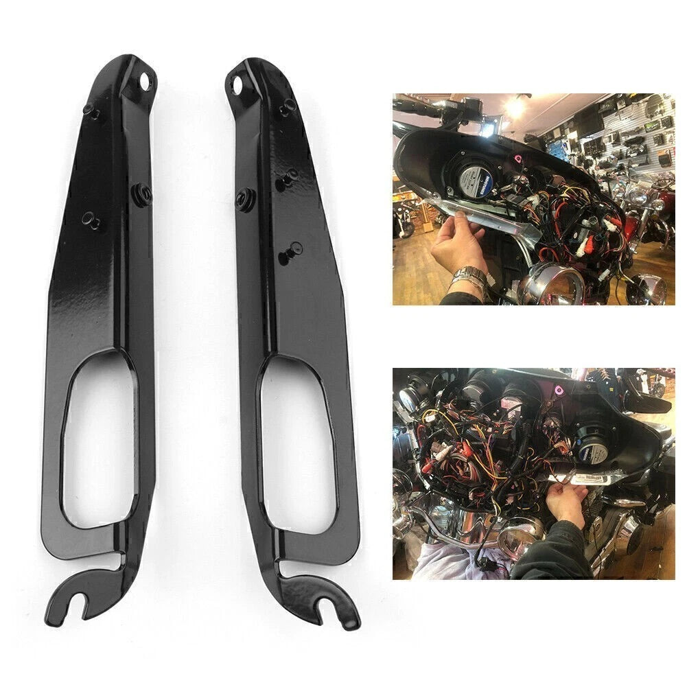 2X Inner Fairing Support Bracket for Harley FLHX (1996–2013) Black Plated