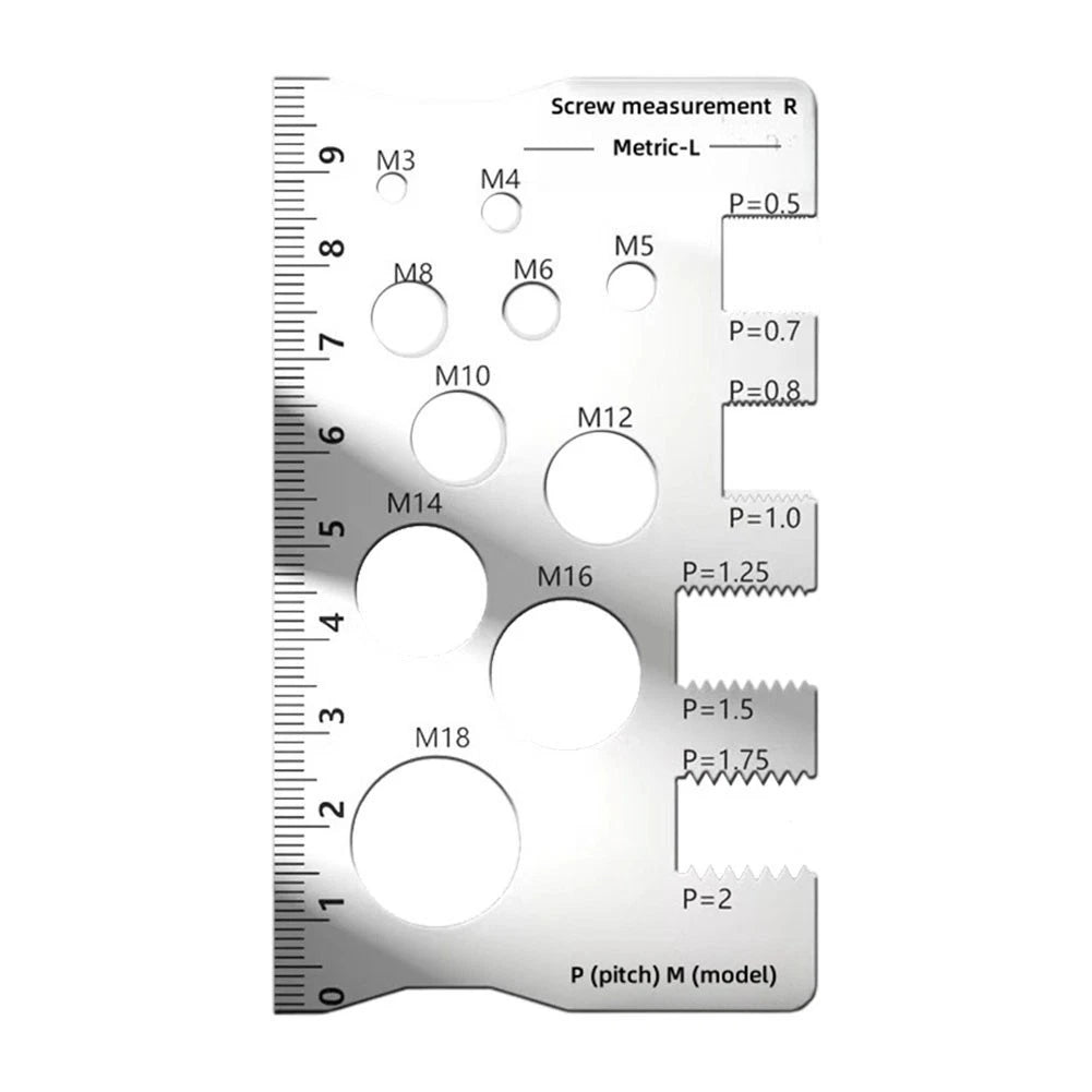 Screw Thread Pitch Gauge for Metric Bolt Nuts (Lightweight Stainless Steel)