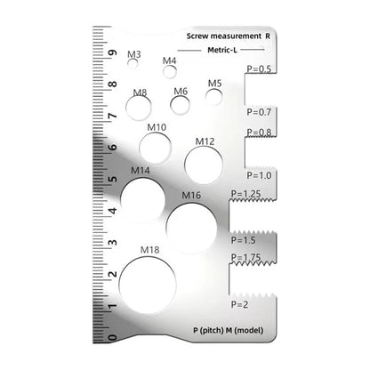 Screw Thread Pitch Gauge for Metric Bolt Nuts (Lightweight Stainless Steel)