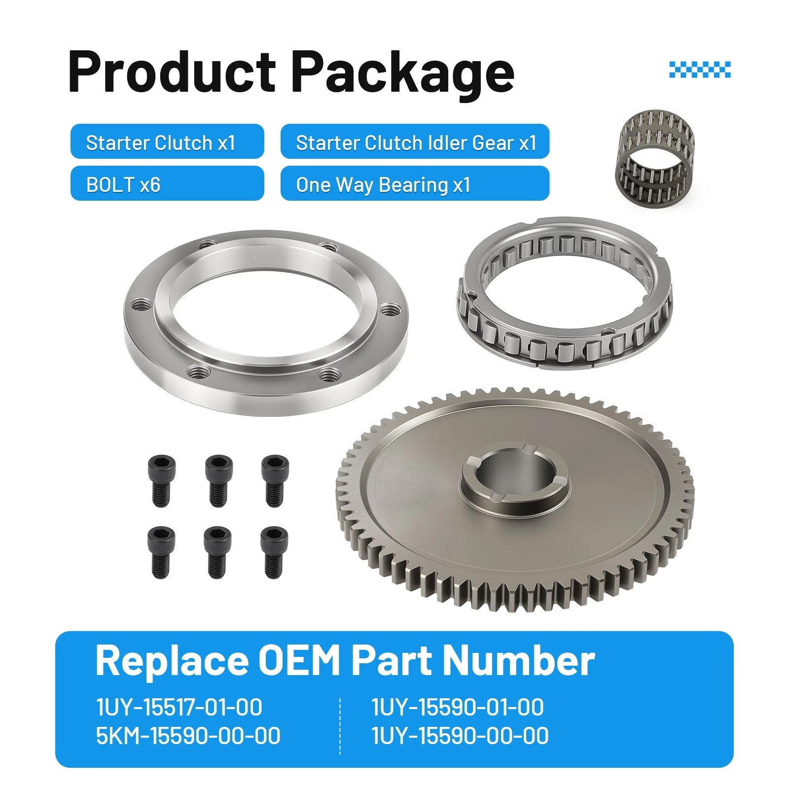 Starter Clutch One Way Bearing Gear Idler Kit for Yamaha Moto 4 Wolverine (1987–1998)