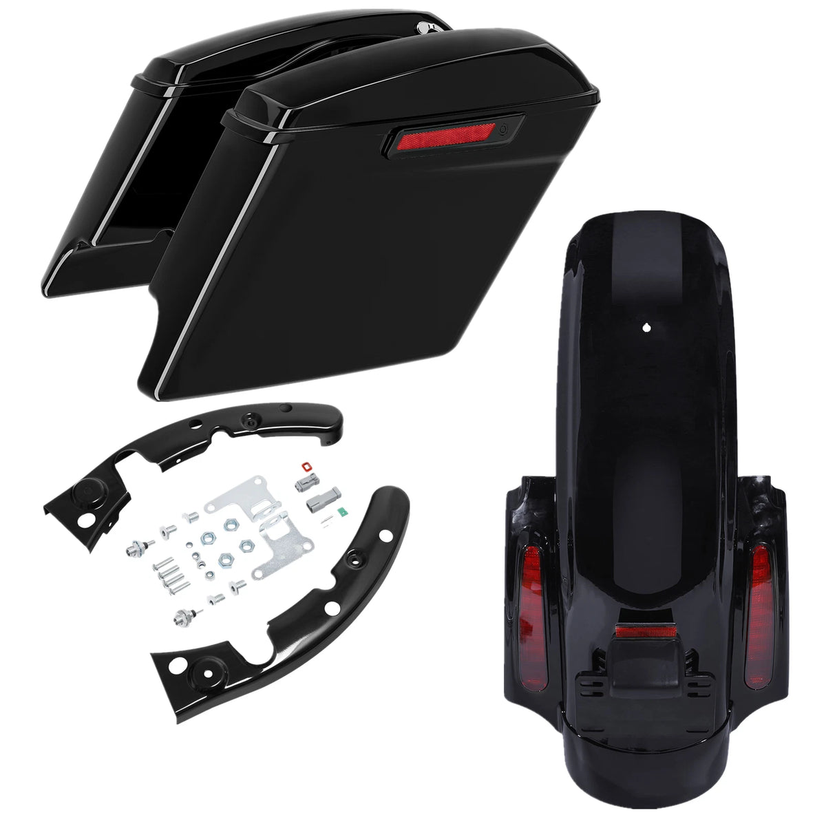 5" Stretched Hard Saddlebags & LED Rear Fender for Harley Road Glide (2009–2013)