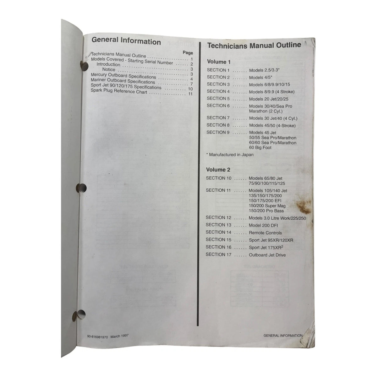 Technician's Handbook VOL 2 for Mercury/Mariner Outboards (1997) 90-816981970