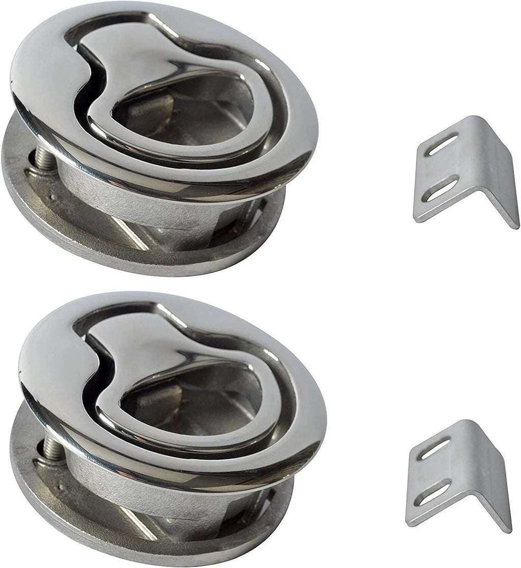 2PC Boat Slam Latch for Marine Deck Hatch (Flush, 2" Handle)