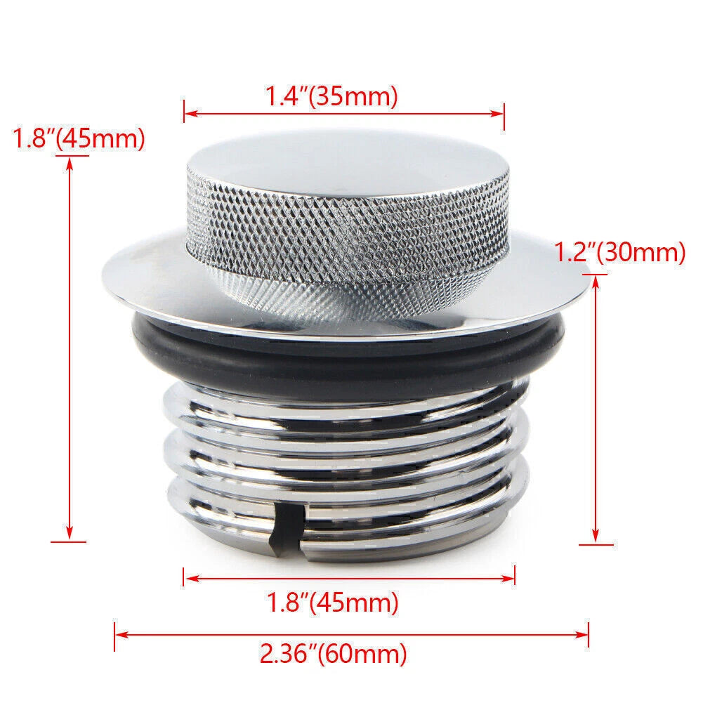 Flush Pop Up Reservoir Gas Cap for Harley (Vented, Aluminum, Chrome)