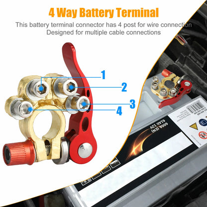 2X Car Battery Terminal Connectors Quick Release for Universal Fit