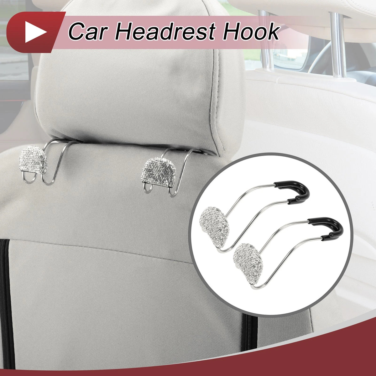 2 Pcs Universal Car Seat Headrest Hook for Purses and Bags (4.69"x1.57")