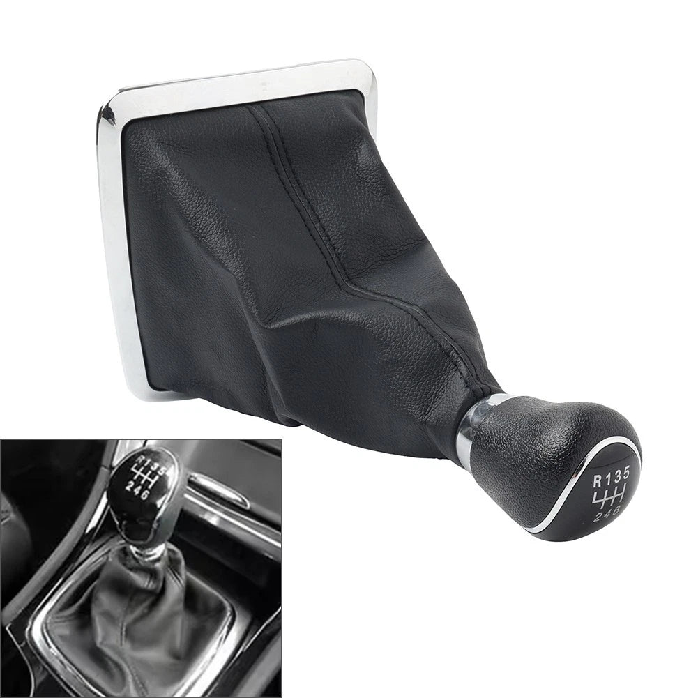 6-Shift Gear Knob with Leather Dust Boot Cover for Ford Focus Mk2 II (2005–2012)